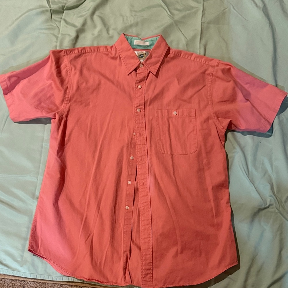 Casual Coral Button Down Shirt for Men